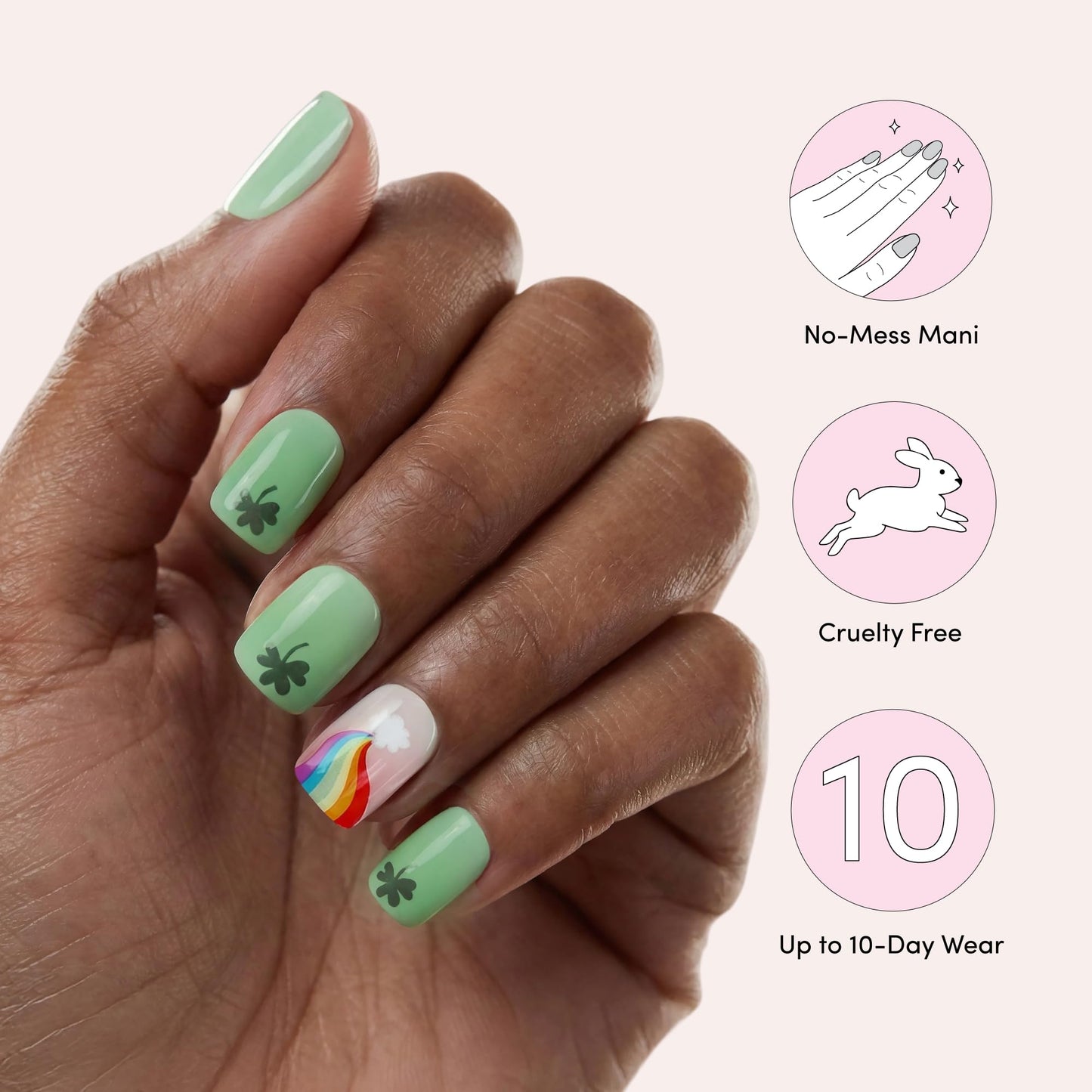 Dashing Diva Magic Press Nail Set - Over The Rainbow - Medium Square Press On Nails - Long Lasting Gel - Lasts Up to 10 Days - Gel Set - 4-Piece Manicure Kit with 30 Nails