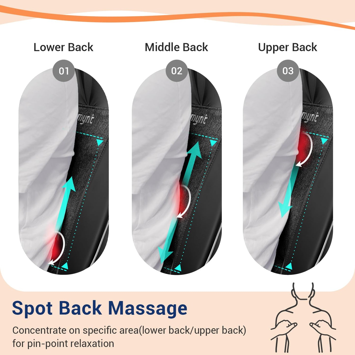 Mynt Shiatsu Neck and Back Massager with Heat, 3D Kneading Full Back Massager for Pain Relief Deep Tissue, Foldable Adjustable Chair Massager for Home Office, Gifts for Mom Dad, Black