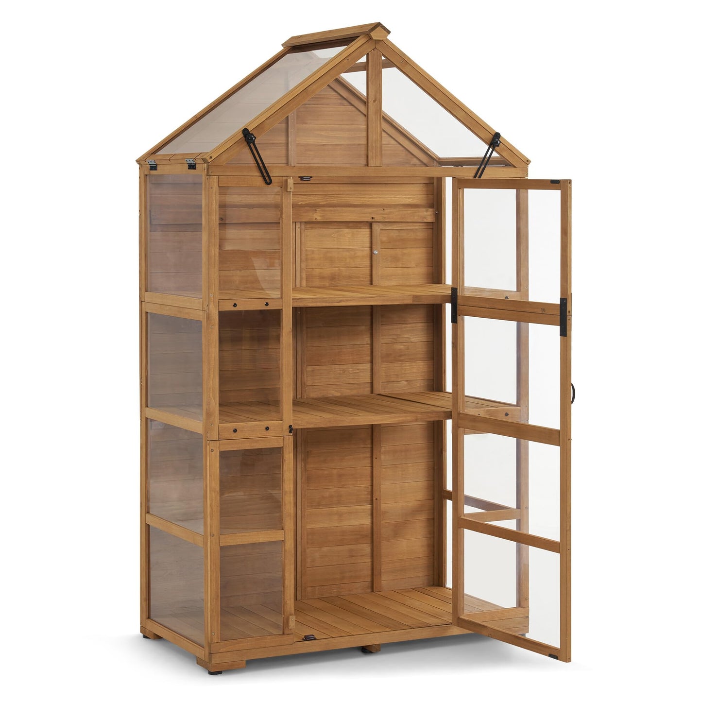 MCombo Wooden Greenhouse Outdoor with Openable Roof Vent and Adjustable Shelves, 0826 (Natural)