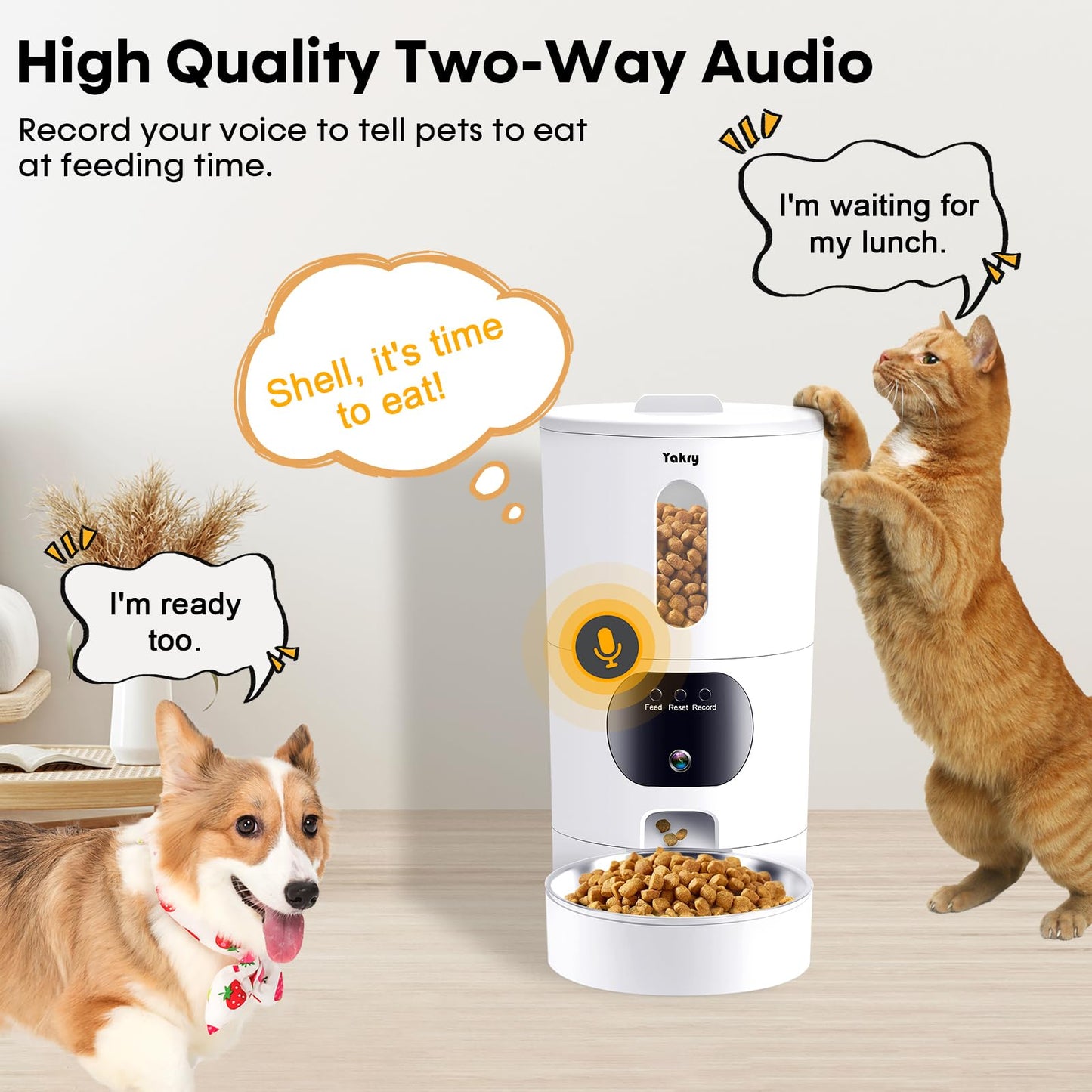 Automatic Cat Feeder Camera for 2-Cats: Easy Setup Timed Smart Dog Feeder WiFi - 2-Way Audio 5G Pet Food Dispenser APP Control for Multi-Cat 2 Pack
