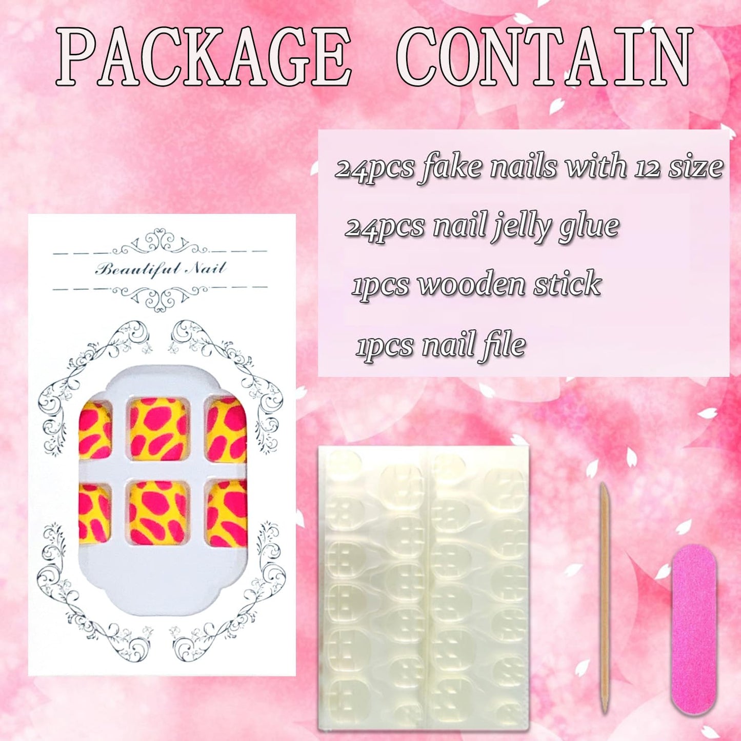 FIEONCIY Press on Toenails with Designs Acrylic Fake Nails for Toe Artificial False Nails with Charms Glue on Toe Nails for Spring Summer Stick on Toenails for Women Girls(Y602)