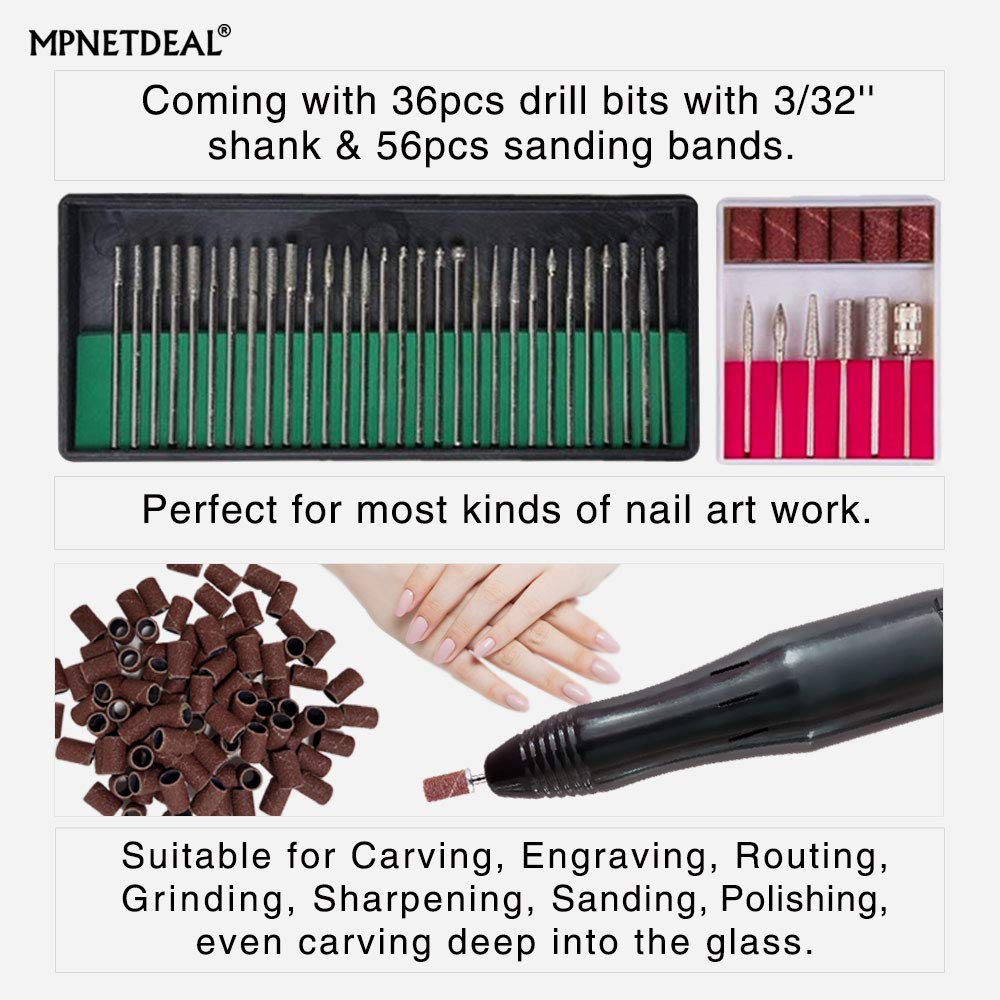 Electric Nail Drill Machine Manicure Pedicure Kit Electric Nail Art File by MPNETDEAL (Gray SetA)