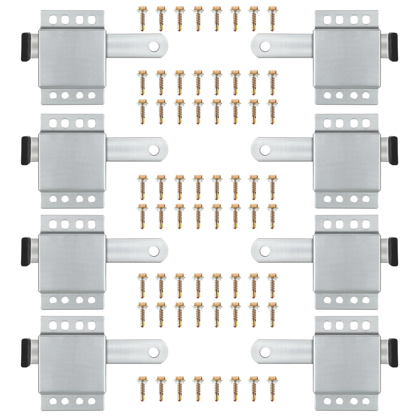 8 Pack Garage Door Side Lock with Self Tapping Screws, Heavy Duty Inside Deadlock Dual Side Lock Part, Galvanized Steel, for Door Security Slide Latch Assembly Replacement, Black PVC Handle Cover