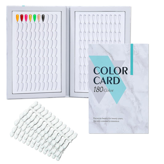 NMKL38 180 Colors Nail Display Chart Nail Gel Polish Organizer Color Card with 240 False Nail Tips Salon Nail Supplies Sample Chart Cardboard Painting Practice Book (Marble)