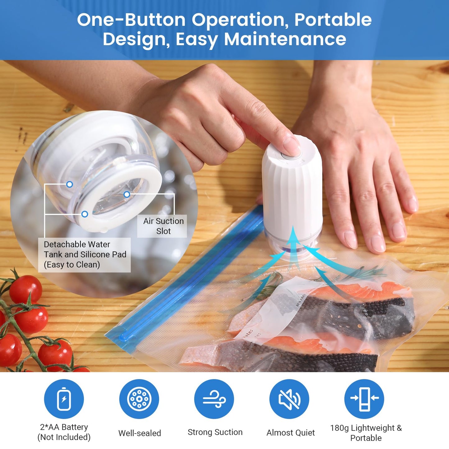 BLITZHOME Sous Vide Machine & Vacuum Sealer & 30 Pcs Kit Bundle: WiFi Enabled Sous Vide Cooker and 6 Easy Modes Sealer with Built in Cutter, 30Pcs Bags,1 Roll, 1 Vacuum Pump, 5 Air Valves, 5 Sealing