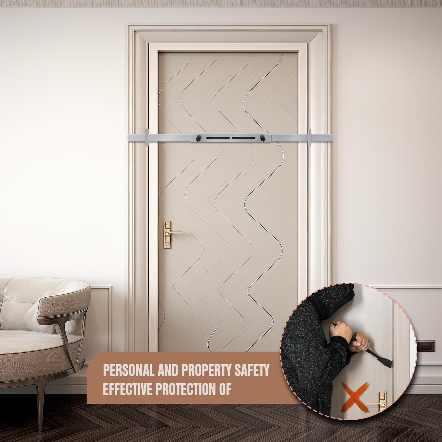 Door Security Door Bar (Stainless Steel 2 Sets) Use as Door Security Bar -Door Reinforcement Lock,Protect The Security of The Entire Door. Fits Doors 30"-39" - Safe Room