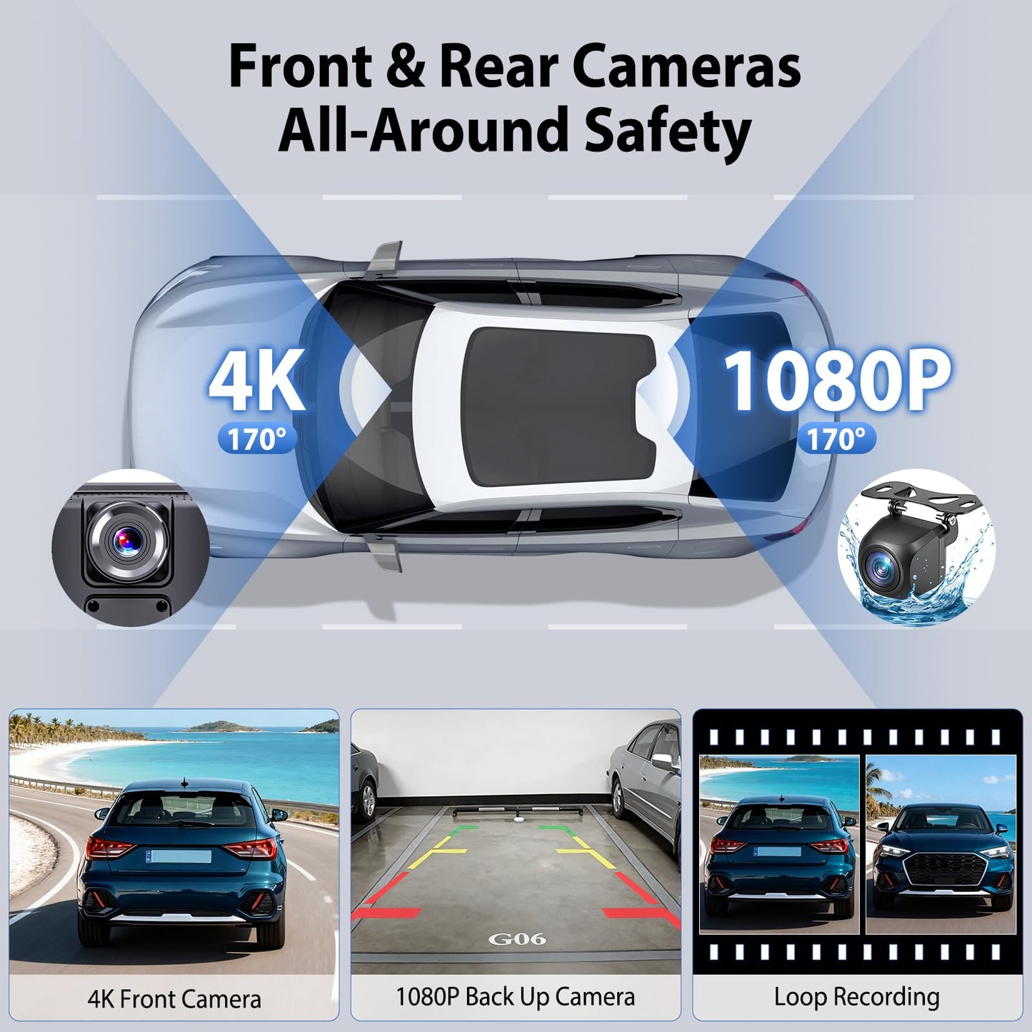 10.26" Wireless CarPlay Screen for Car: 4K Dash Cam & 1080P Backup Camera, Portable Touchscreen Car Stereo for Apple Carplay & Android Auto, GPS Navigation, Mirror Link BT FM Voice Control (ADAS)