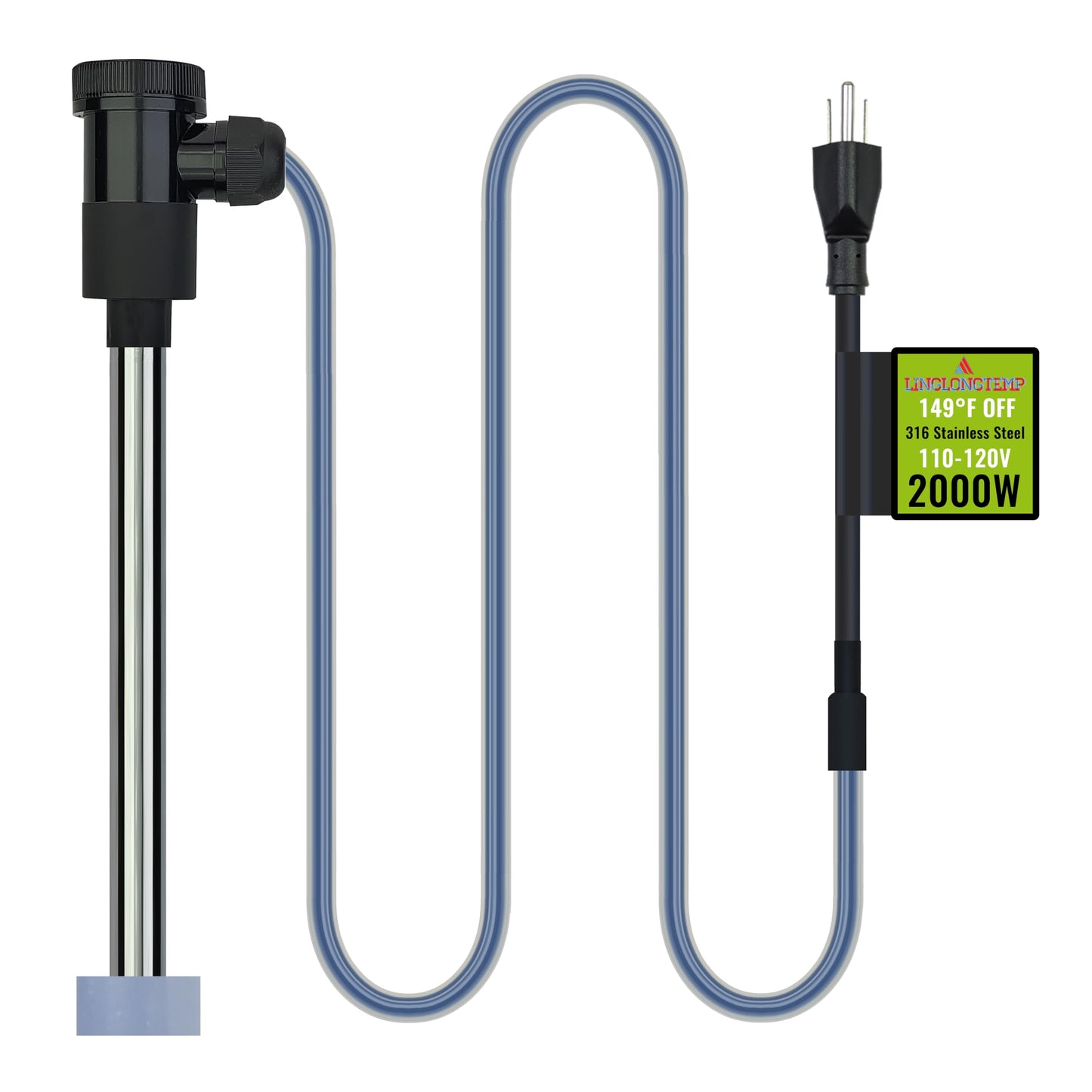 LINGLONGTEMP 2000W Submersible Immersion Water Heater for Hot Tub & Pool – Portable Electric Heater with Temp Control & WiFi Timer for Above Ground Pool, Inflatable Pool, Sap, Bathtub, & Baptism Pool