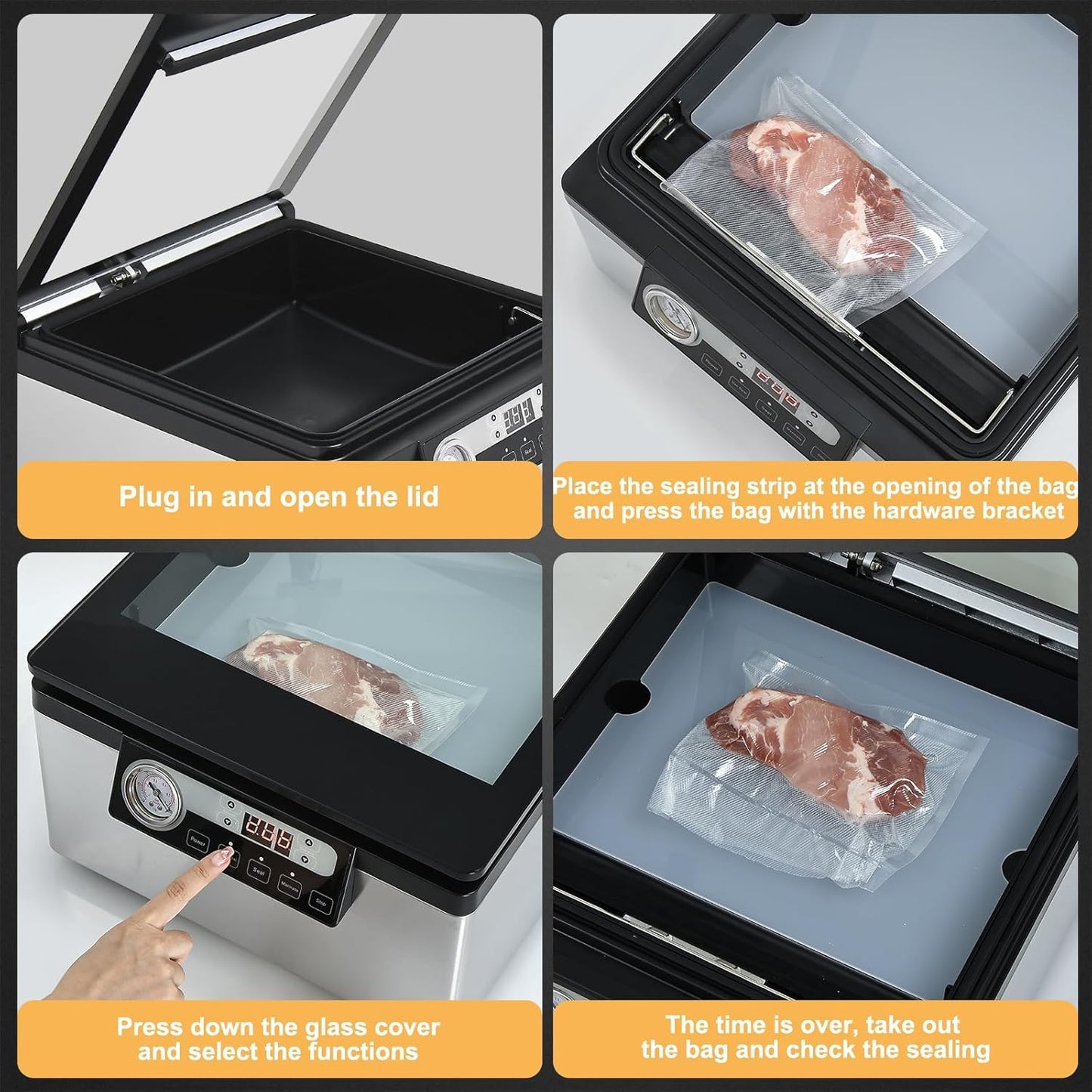 Finderomend 12 inch Chamber Vacuum Sealer, Commercial Vacuum Sealer with Marinades Function, Dry/Moist Vacuum Chamber Sealer for Beans, Sauces, Soups and Meat