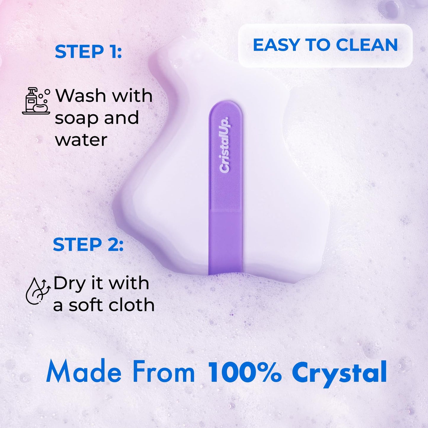 CristalUp Glass Nail File Set 2 Pack, Crystal Nail Files 5.3 in and 3.5 in, Durable Gentle Nail Care for Manicure and Pedicure, Home Office and Travel Use