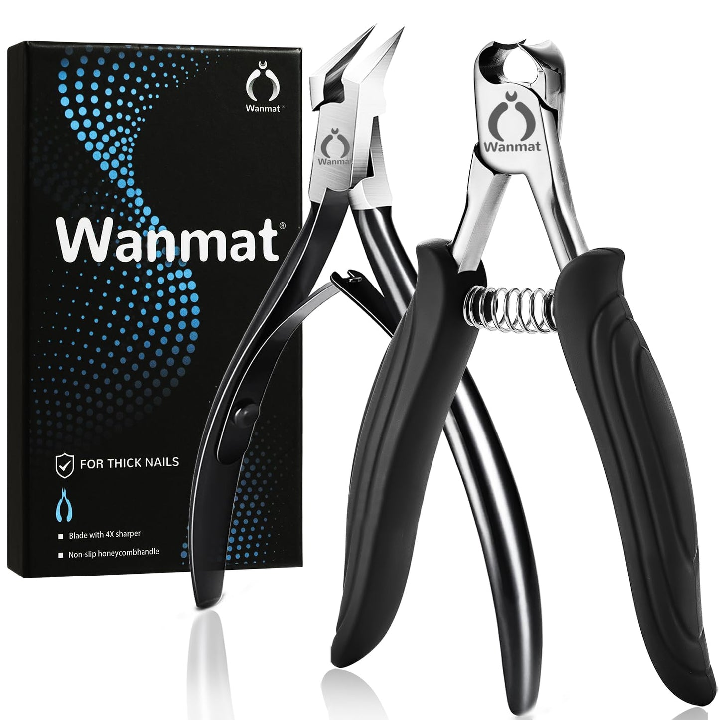 Wanmat Toenail Clippers, Professional Thick & Ingrown Nail Clippers for Men, Pedicure Clippers Toenail Cutter, Upgraded Toe Nail Clippers with Catcher and Non-Slip Handle
