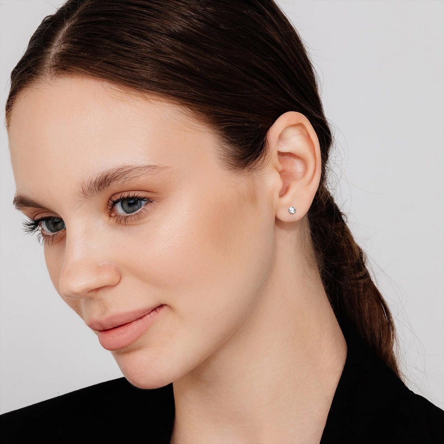 Mothers Day Gifts 2 Pairs Flat Back Earrings for Women, Nap Earrings as Hypoallergenic Flat Back Stud Earrings for Cartilage, 20g Cartilage Earrings as Birthday Gifts (3+5mm Silver)