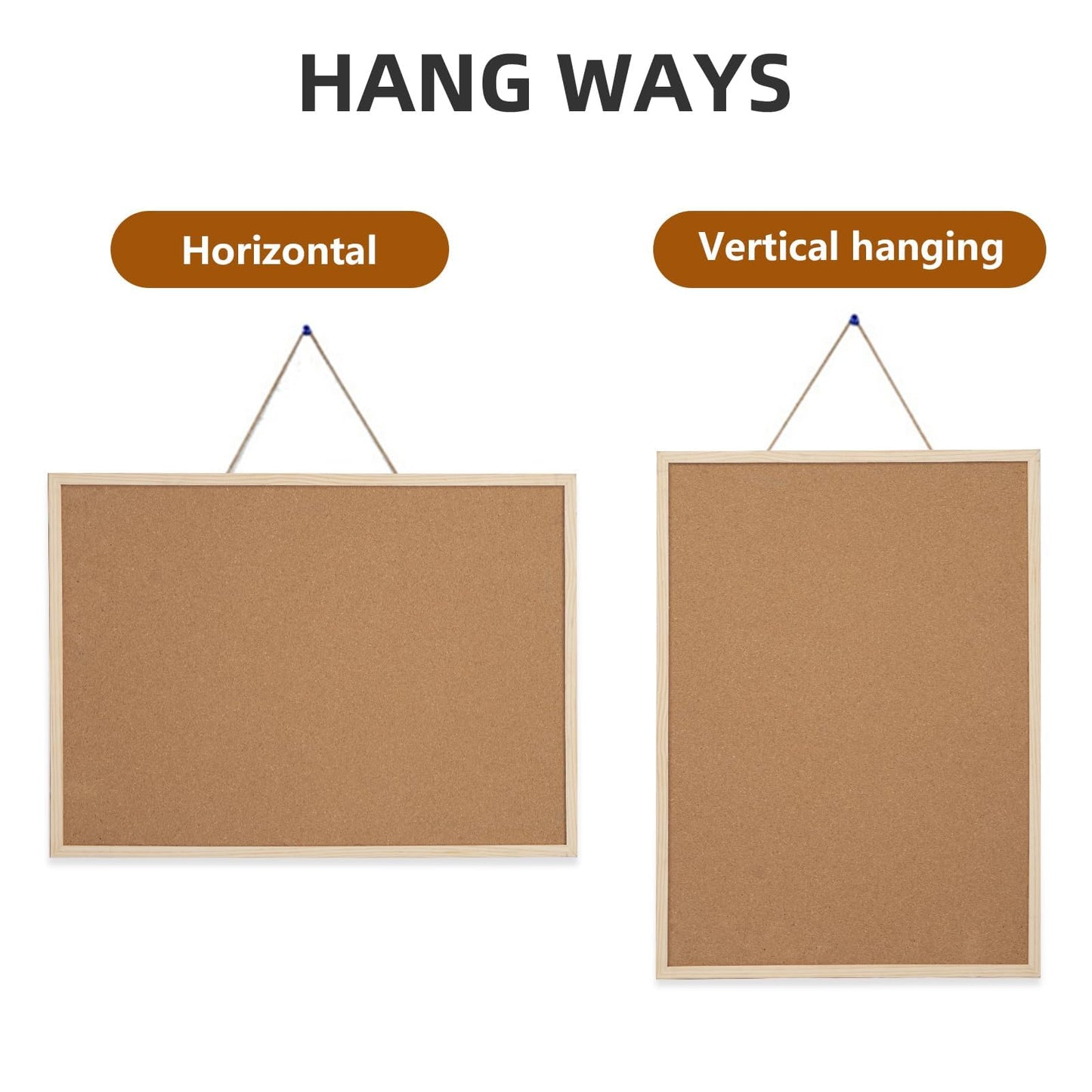 20” x 28” Cork Boards for Walls with Wooden Frame 1pack, Whiteboard and Cork Board Combo Double Sided Office Board for Wall Organizer, Bulletins Board Hanging Pin Board for School Home Office