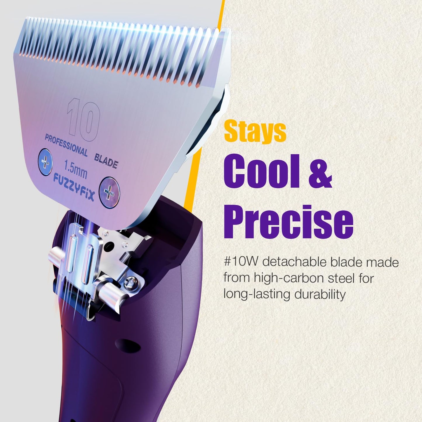 FuzzyFix Professional Horse Clippers Cordless Low Noise, Detachable Wide Blade 2 Speed Grooming Clippers Kit for Thick Coat Long Hair, Heavy Duty Electric Horse Trimmer for Livestock Dogs Cats