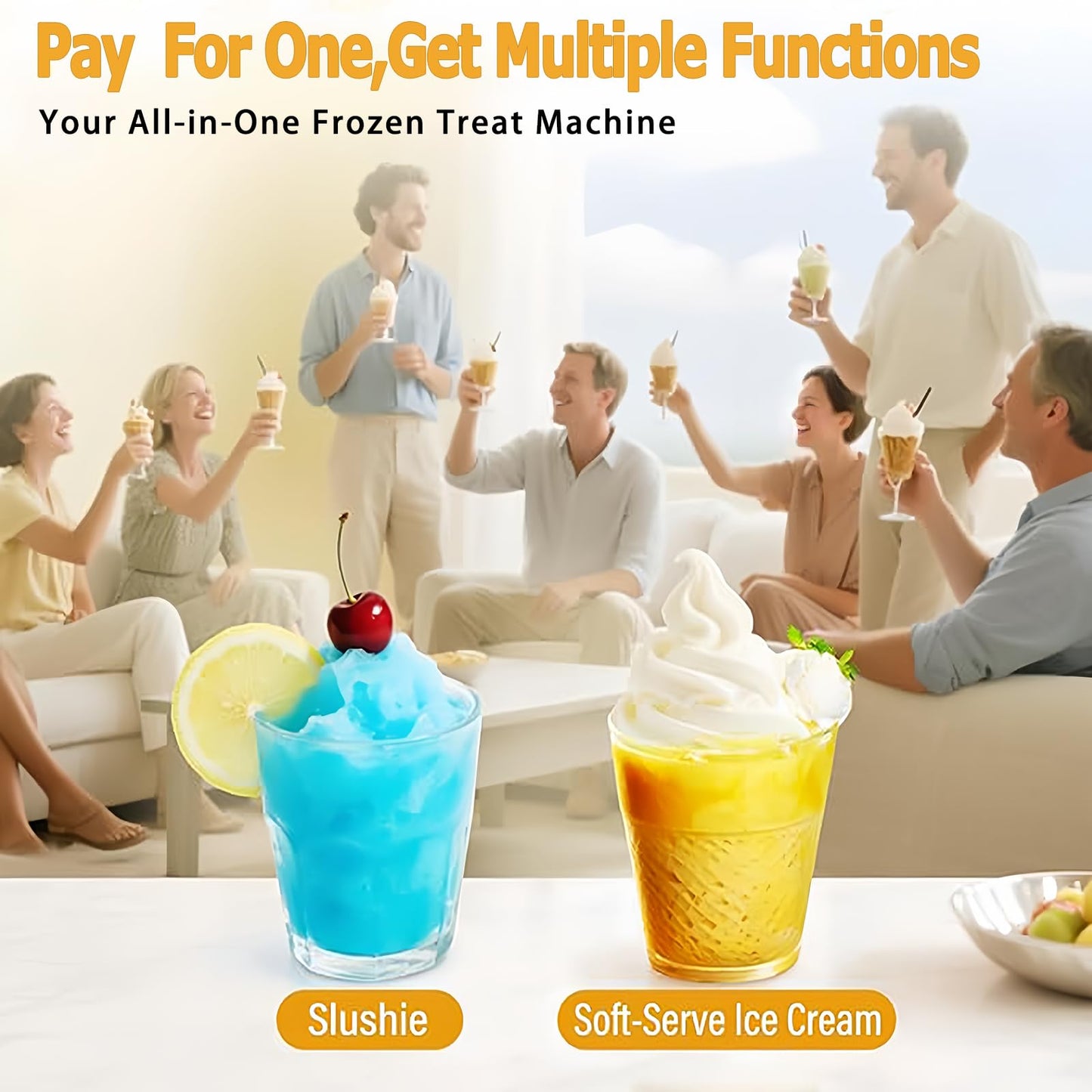 RUN.SE Slush-Ease Slushie Machine-2L/68oz No-Ice-Needed Slushie Machine for Home,5-Minute Rapid Freezing, Self-Cleaning, 6 Preset Modes|Frozen Margaritas, Cocktails, Smoothies,Frappuccinos,Ice Cream.