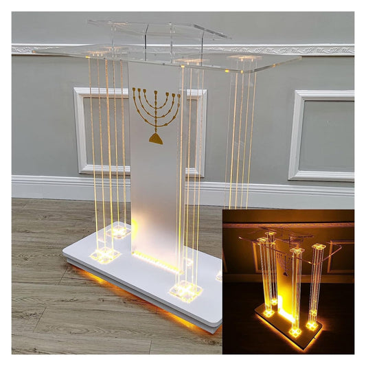 DHXIAMZ Clear Acrylic Church Forum Lectern Podium Stand with Foot Wheel Reading Table