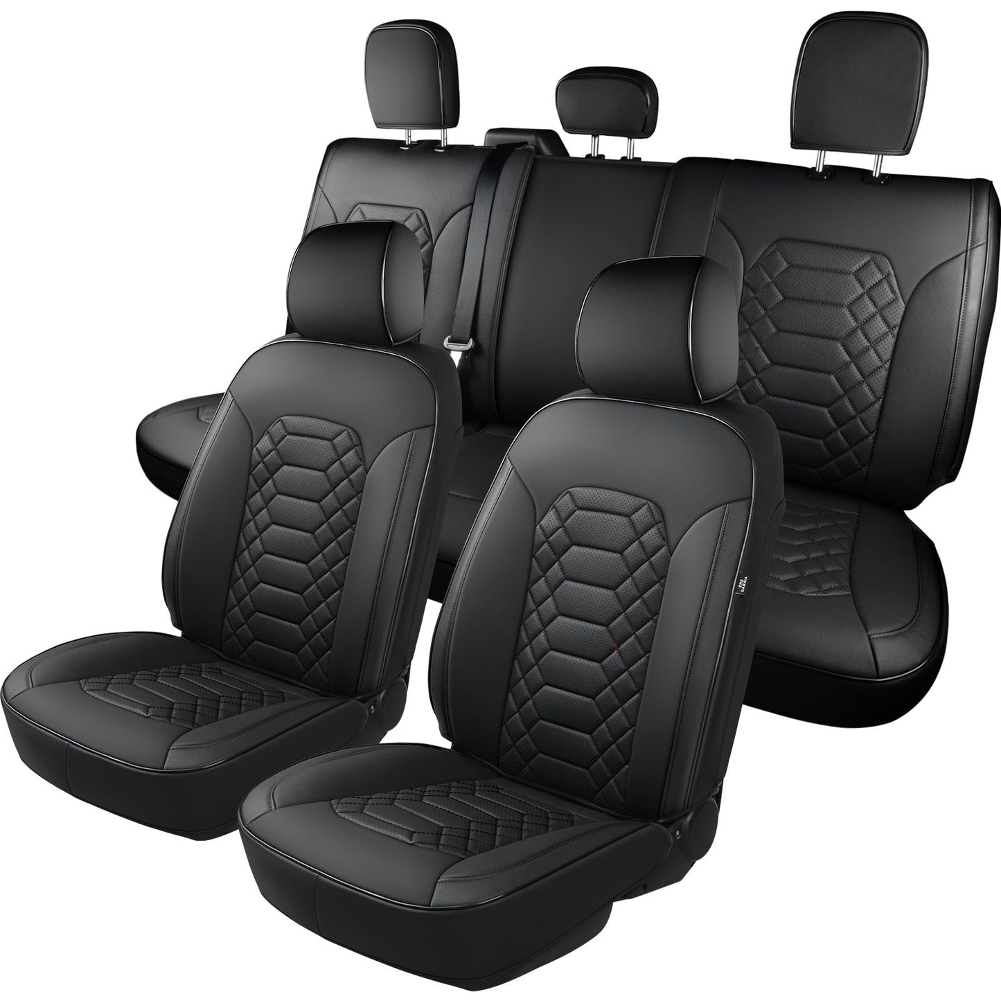 FEINEPRO F150 Seat Covers Full Set - Pickup Truck Seat Protectors for Ford 2015-2025 F150 SuperCrew & 2017-2025 F250/f350/f450 Super Duty Crew Cab, Durable Faux Leather Waterproof