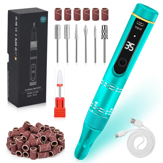 LIERKISS Nail Drill Cordless 35000RPM Rechargeable Professional Electric Nail Drill Kit Wireless Nail File Drill Acrylic Drill for Acrylic Gel Nails Manicure Pedicure Polishing Remover