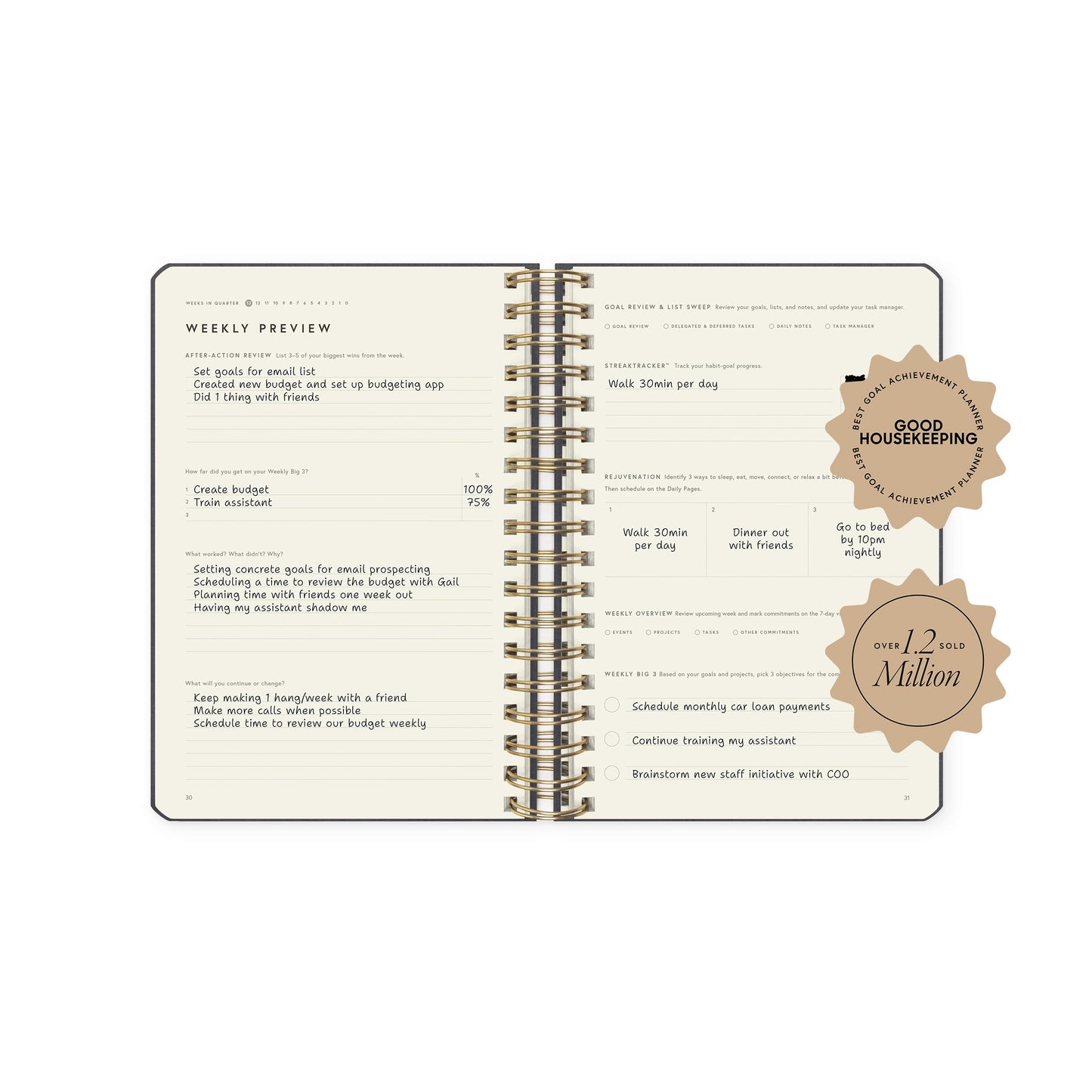 Full Focus Linen Coil Planner by Michael Hyatt - The #1 Daily Planner to Set Annual Goals, Increase Focus, Eliminate Overwhelm, and Achieve Your Biggest Goals - Hardcover (Latte)