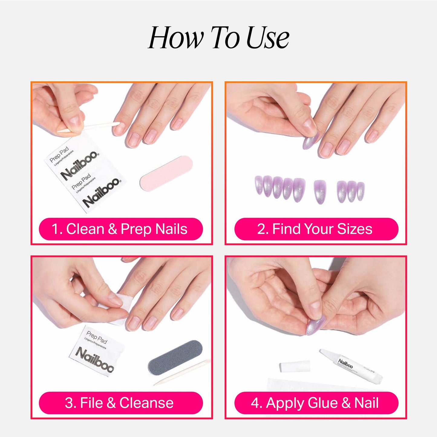Nailboo Press On Nails, Salon-Quality Reusable Fake Nails for Fast DIY Manicure with Strong Hold Nail Glue for Press Ons, Nail File, & Alcohol Prep Pads, Jade Parade