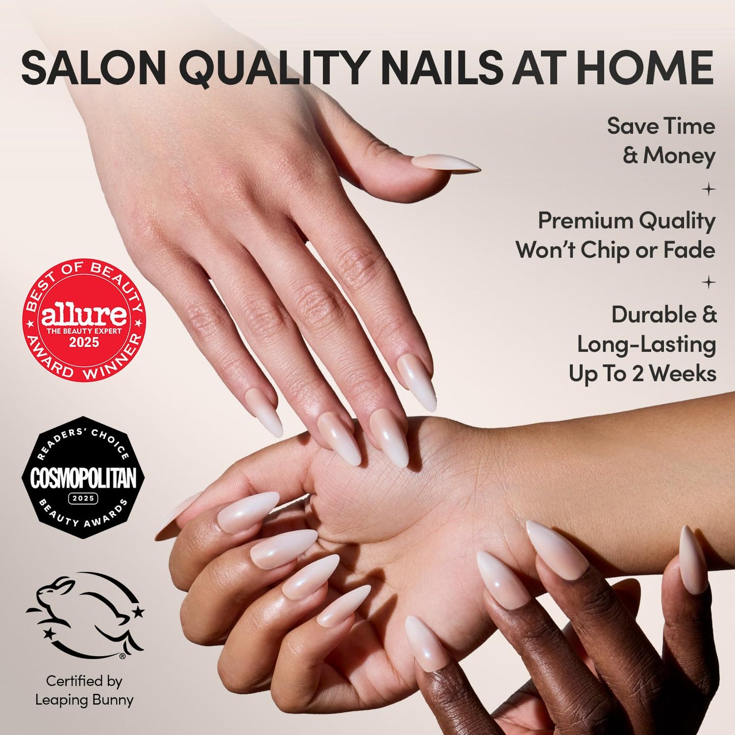 Glamnetic Press-On Nails Bundle - Sugar Glazed & Frosted Chai | Medium Oval Fake Nails with Polka Dots & a Glazed Finish | Medium Almond Glazed Ombré False Nails | Durable, Salon-Quality Nail Kits