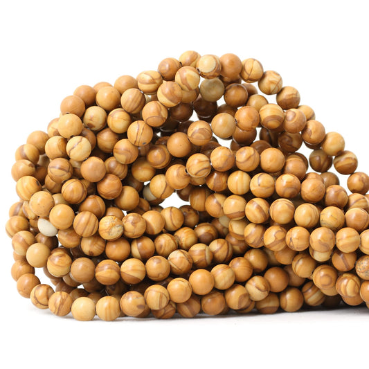 CHEAVIAN 60PCS 6mm Natural Woodgrain Jasper Round Loose Beads for Jewelry Making DIY Bracelet Necklace Materials 1 Strand 15"