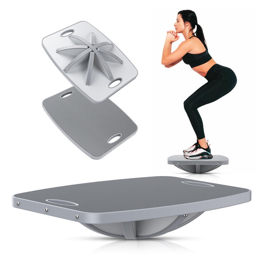 Professional Wooden Balance Board, 360 Degree Portable Wobble Board with Comfortable Surface, Standing Desk Rocker Board for Physical Therapy, Core Strength Stability Training