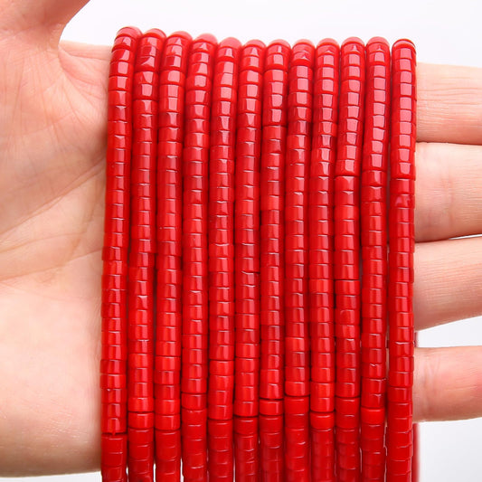 BONNY BOXX 150PCs Natural Red Coral Spacer Beads, Loose Semi Precious Flat Round Gemstone Heishi Disc Stone Beads for Beading Jewelry Making 4mm*2mm