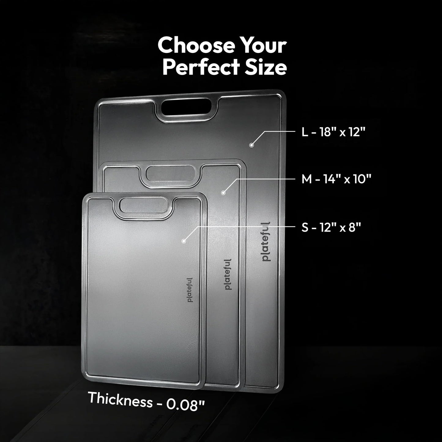 Plateful Titanium Cutting Board - Real, Titanium Cutting Boards for Kitchen With Juice Groove, Food Grade Chopping Boards, No Microplastics, Lasts a Lifetime (Large)