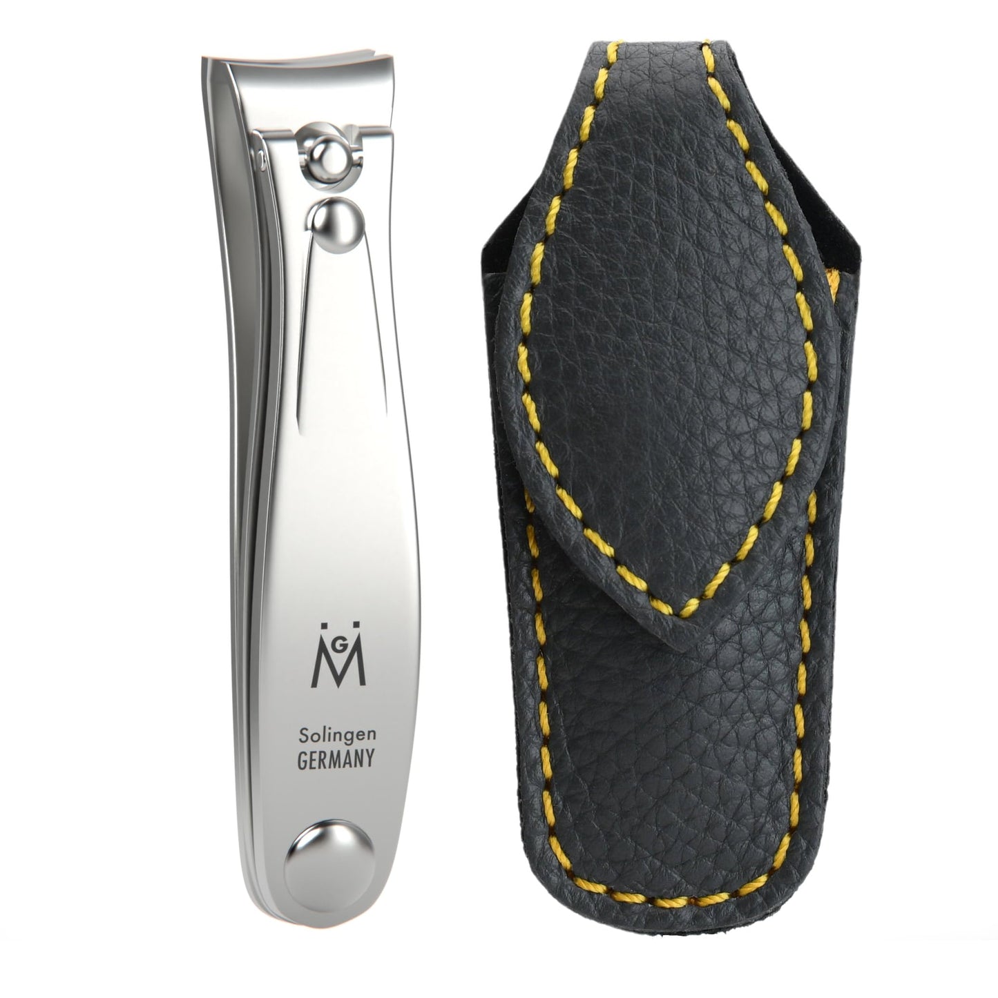 GERMANIKURE Professional Large Nail Clipper (8 cm) - FINOX Surgical Stainless Steel Manicure and Pedicure Tools in Leather Case- Ethically Made in Solingen Germany - 4712 - Travel Size Nail Care