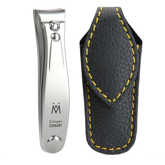 GERMANIKURE Professional Large Nail Clipper (8 cm) - FINOX Surgical Stainless Steel Manicure and Pedicure Tools in Leather Case- Ethically Made in Solingen Germany - 4712 - Travel Size Nail Care
