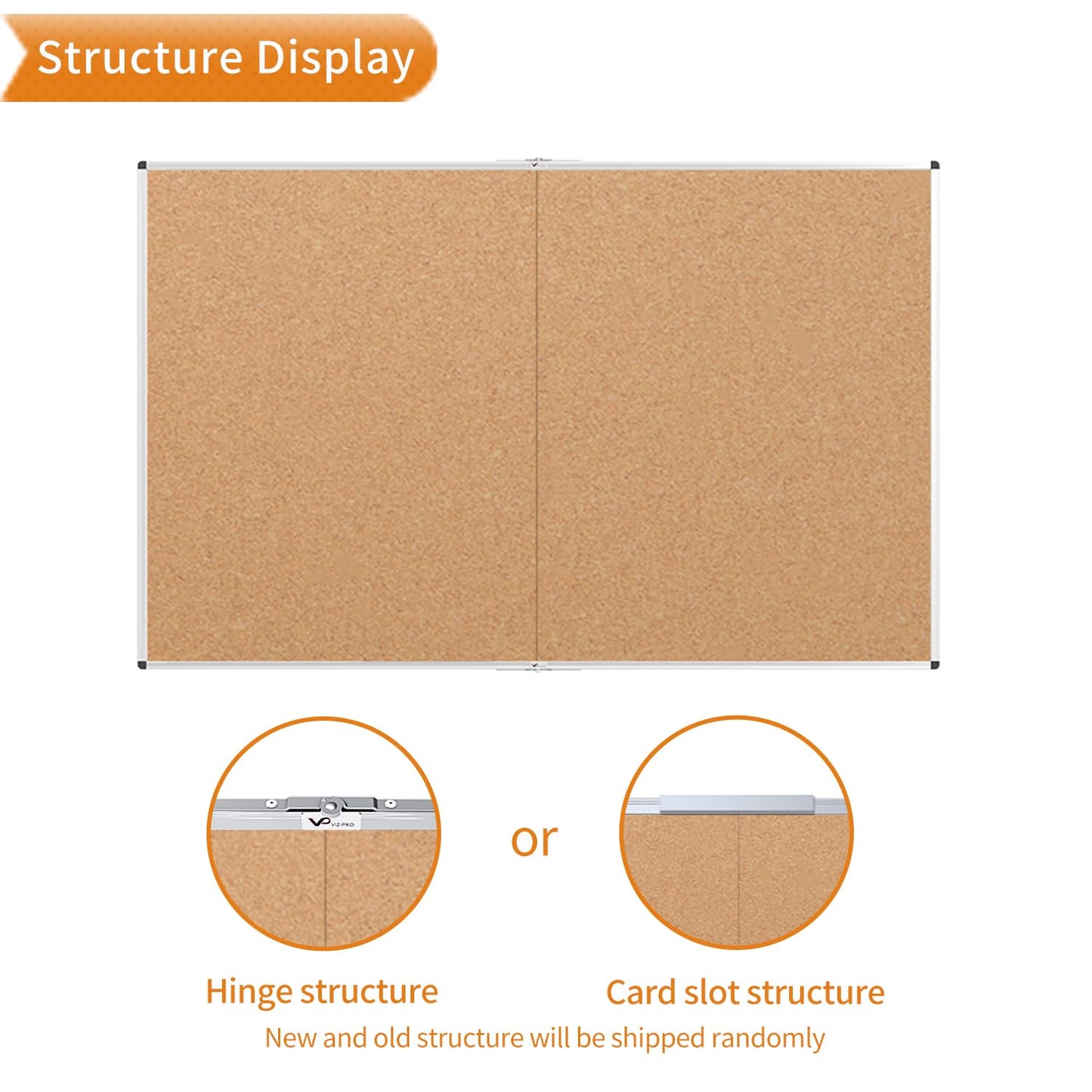 VIZ-PRO 60" x 48" Large Cork Bulletin Board, Foldable & Wall-Mounted Notice Pin Board with Silver Aluminum Frame, for School Home Office - 5' x 4' Corkboard