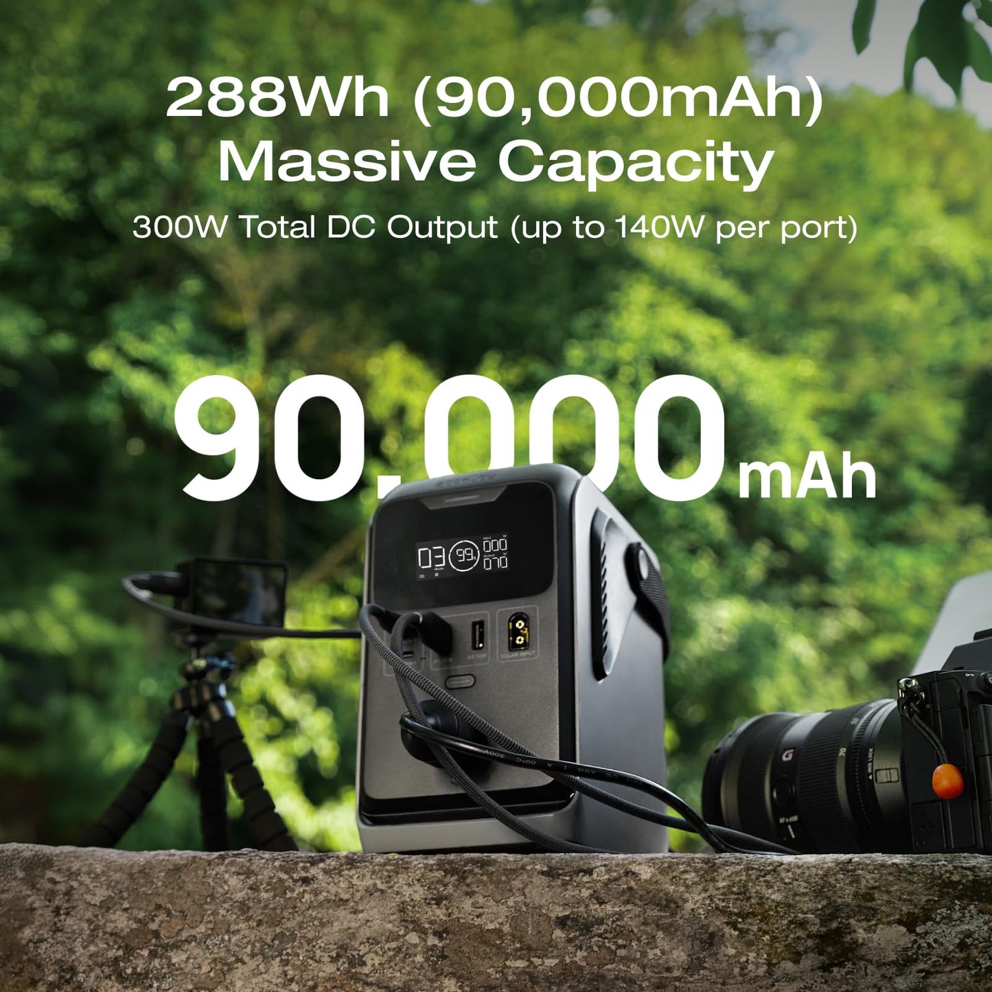 EF ECOFLOW TRAIL 300 DC Power Bank Station, 288Wh Outdoor Portable Power Station, LiFePO4 Battery, 300W DC Output, Compact Solar Generator for Camping, Travel, and Emergency (No Wall Charger Included)