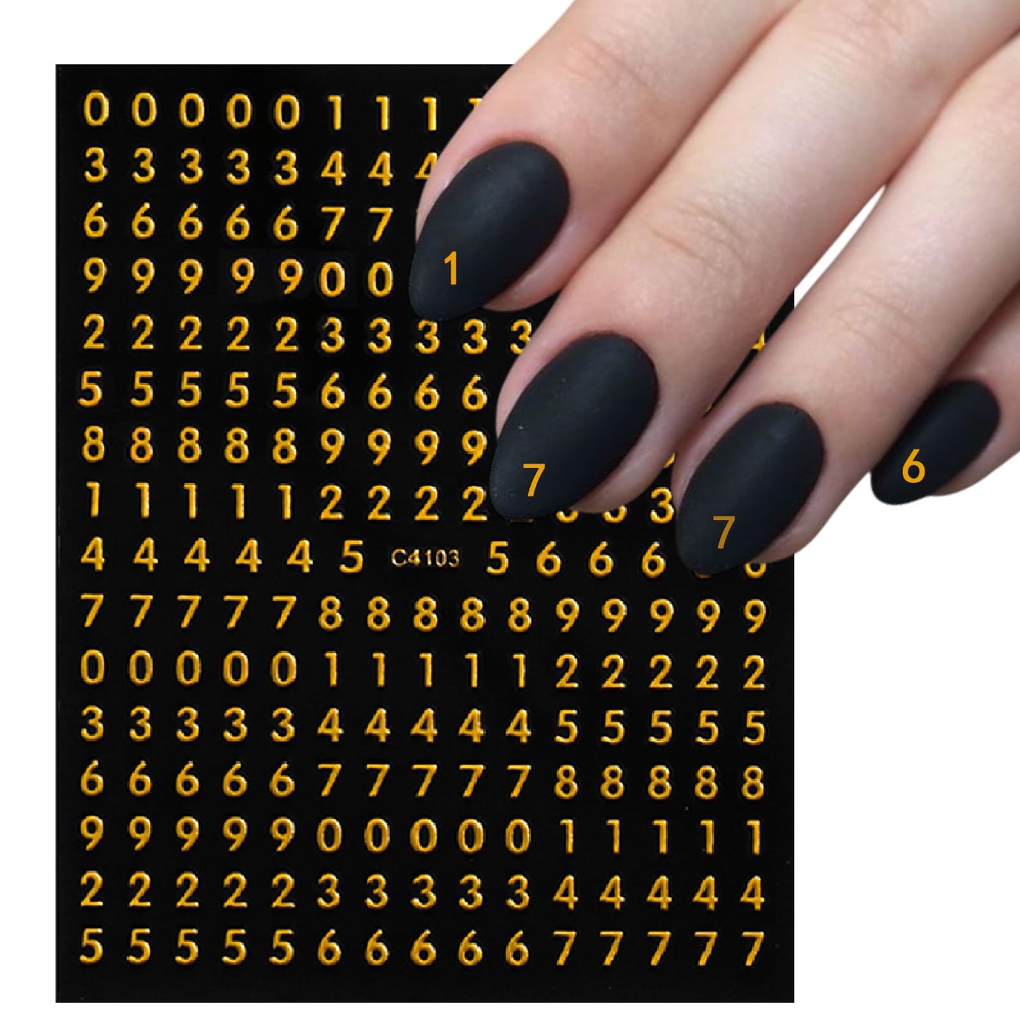 8 Sheets Holographic Digital Letter Nail Art Stickers 3D Self-Adhesive Black and White Letter Nail Stickers Gold and Silver English Characters Design Nail Supplies Women DIY Nail Art Decoration