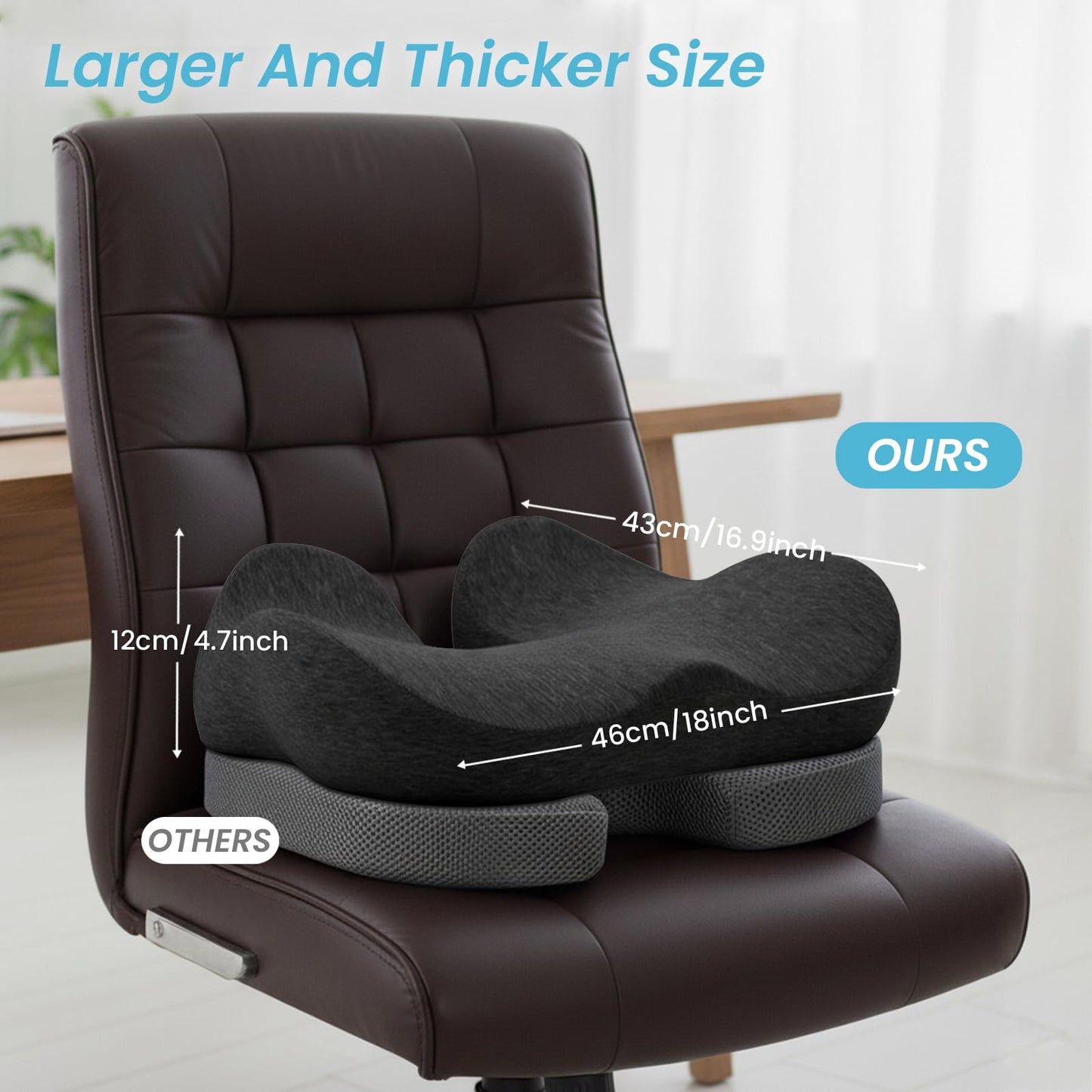 OVRST Memory Foam Seat Cushion，Ergonomic Office Chair Cushion，Coccyx Cushion for Tailbone Pain Relief Butt Pillow for Long Sitting，Suitable for Gaming Chair Car Seat Wheelchair