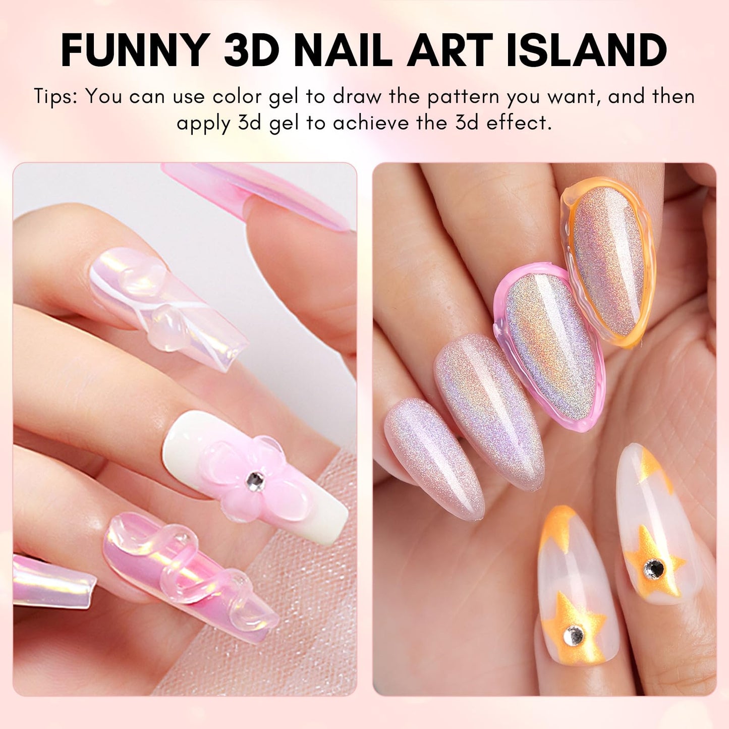 Makartt Nail Rhinestone Glue with 3D Gel Kit – Super Strong Nail Charm Glue & Sculpting Gel for DIY Nail Art, Drawing, Molding & Embossed Designs, Easy to Use for Nail Lovers & Beginners