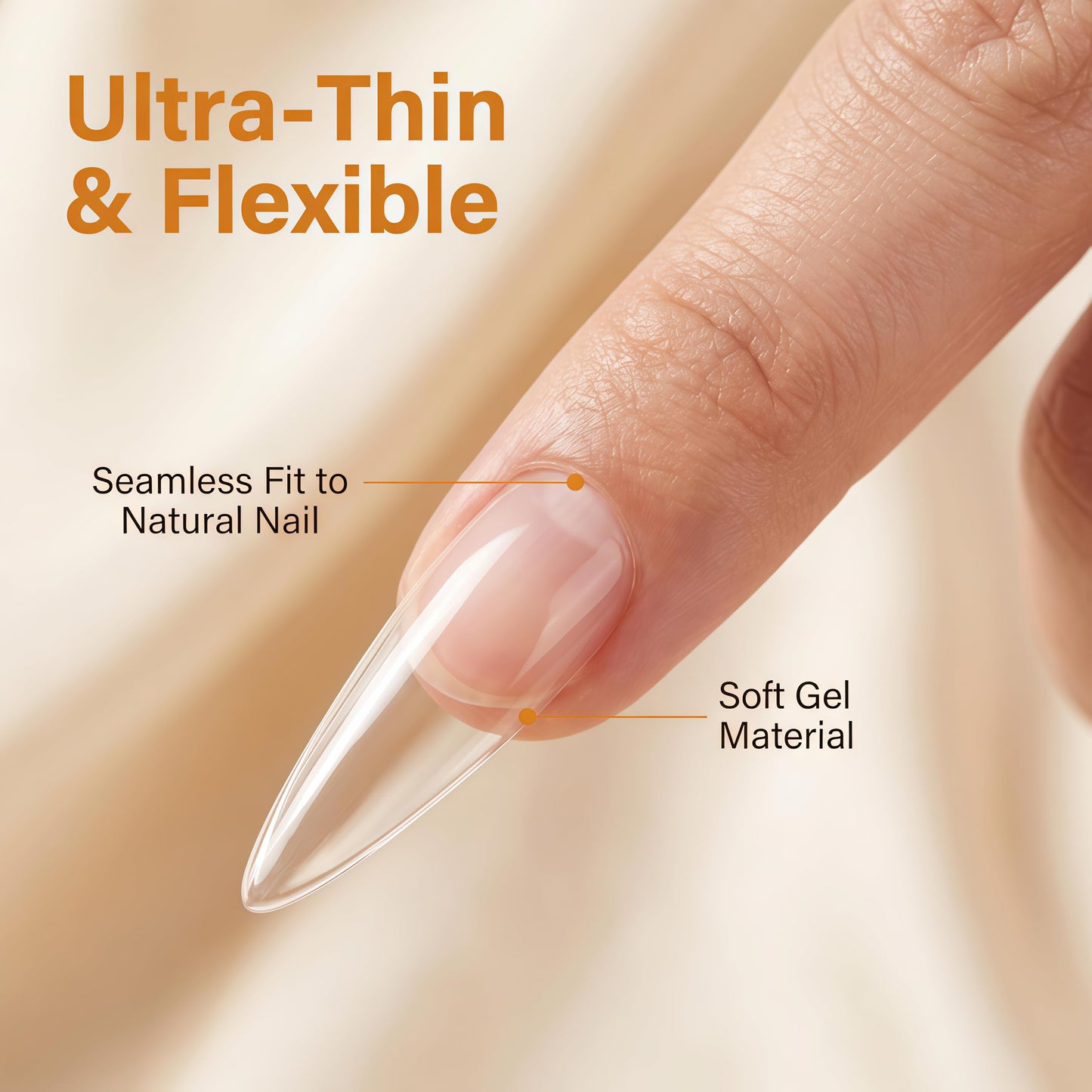 AKA Unicorn Long Stiletto Nail Tips, Full Cover Soft Gel Nail Tips, Clear Press On Nail Extensions for Home Salon DIY 12 Sizes