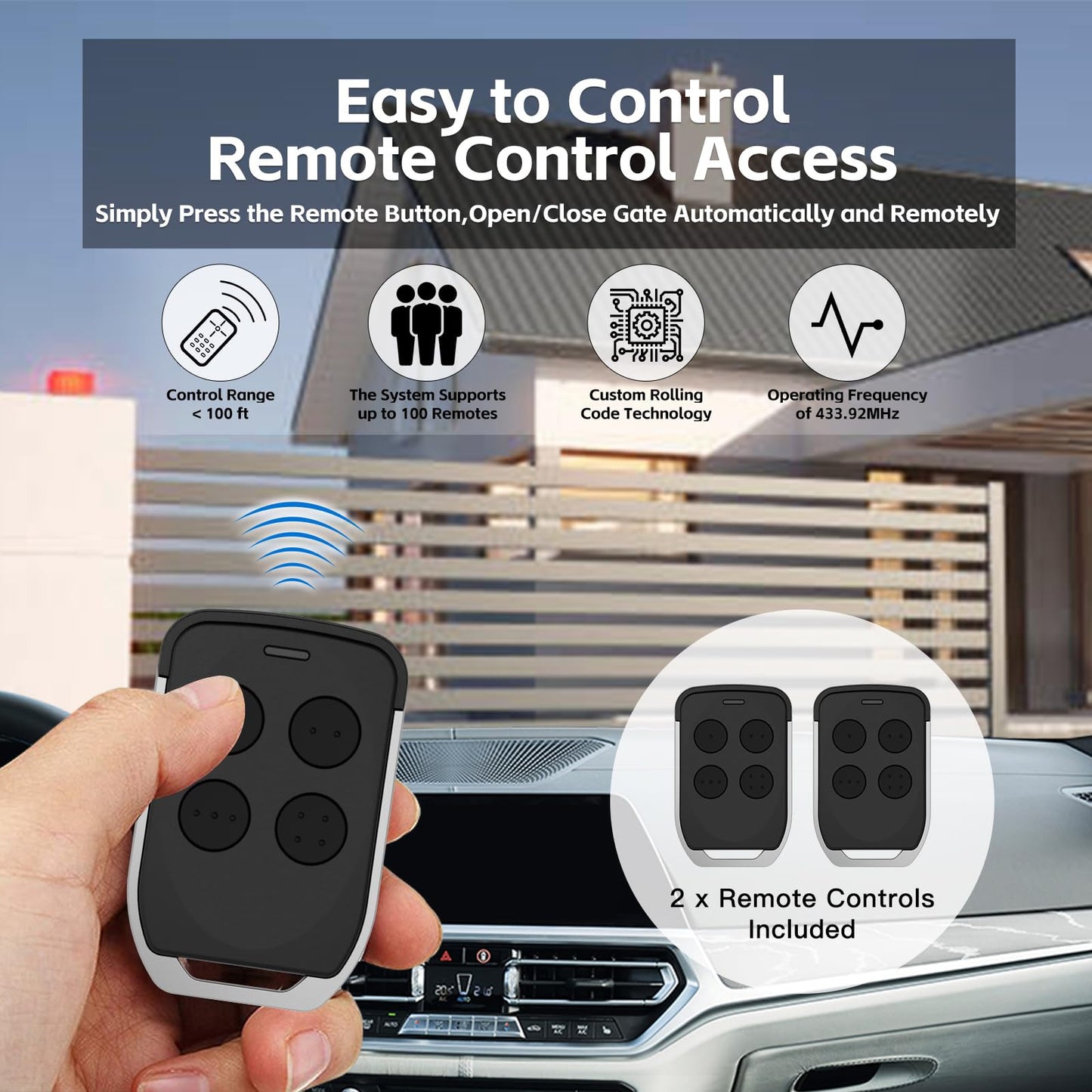 X X-HOUSE Upgraded Automatic Driveway Sliding Gate Opener for Sliding Gate Up to 1800 lb or 40ft, with 2 Remote Controls, Photocell Sensor, Complete & Security Electric Slide Gate Motor Kit