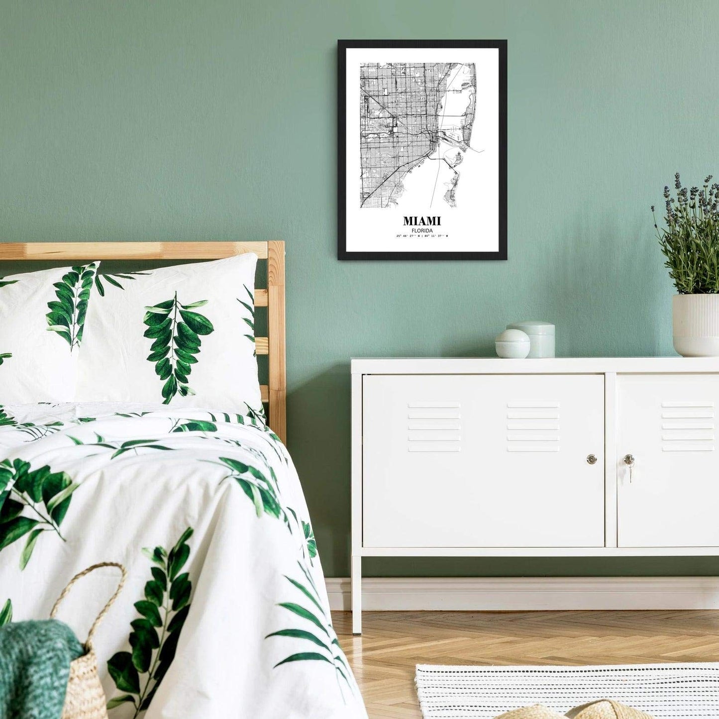 Eleville 11X14 Unframed Miami Florida City View Abstract Road Modern Map Art Print Poster Wall Office Home Decor Minimalist Line Art Hometown Housewarming wgn403