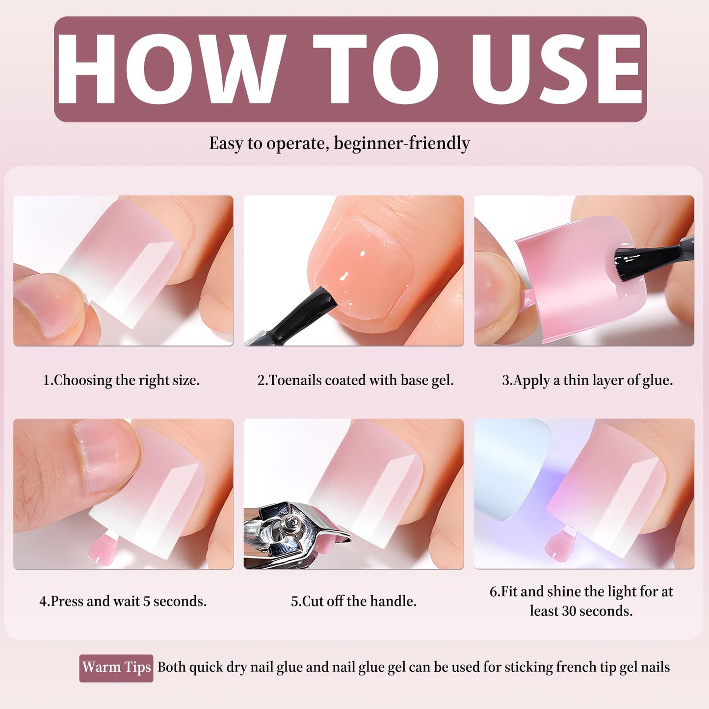 Bellelfin Ombre Press On Toenails For Women with Nail Adhesive Tabs, 150 Pcs Pink Ombre Toe Nail Press Ons, Short Square Toenail Press On, 15 Sizes Full Cover Acrylic Fake Toe Nails