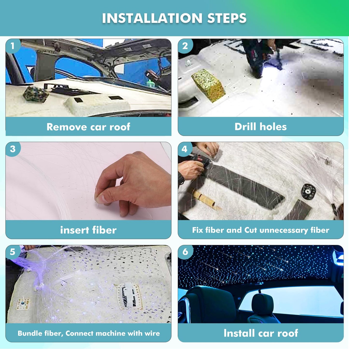 Twinkle Headliner Star Light Kit,1200Pcs*0.03in*9.8ft Ceiling Fiber Optic Lights with Meteor Shooting Star Effect Music Mode RGBW Sound Activated for Car Roof Home Ceiling