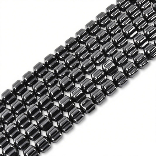 HAAMIIQII 65pcs 6mm Natural Black Hematite Loose Gemstone Beads Gear Shape Spacer Stone Beads for Jewelry Making DIY Bracelets Necklaces Crafting