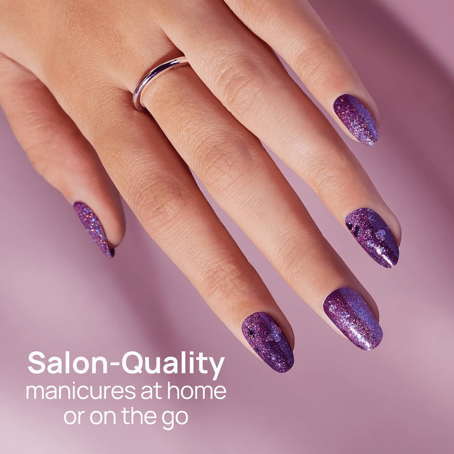 Color Street - Heart Takes Flight - Purple Lavender Ombre Glitter Butterfly Nails, Real Nail Polish Strips, Valentine’s Day Manicure Set - 16 Strips