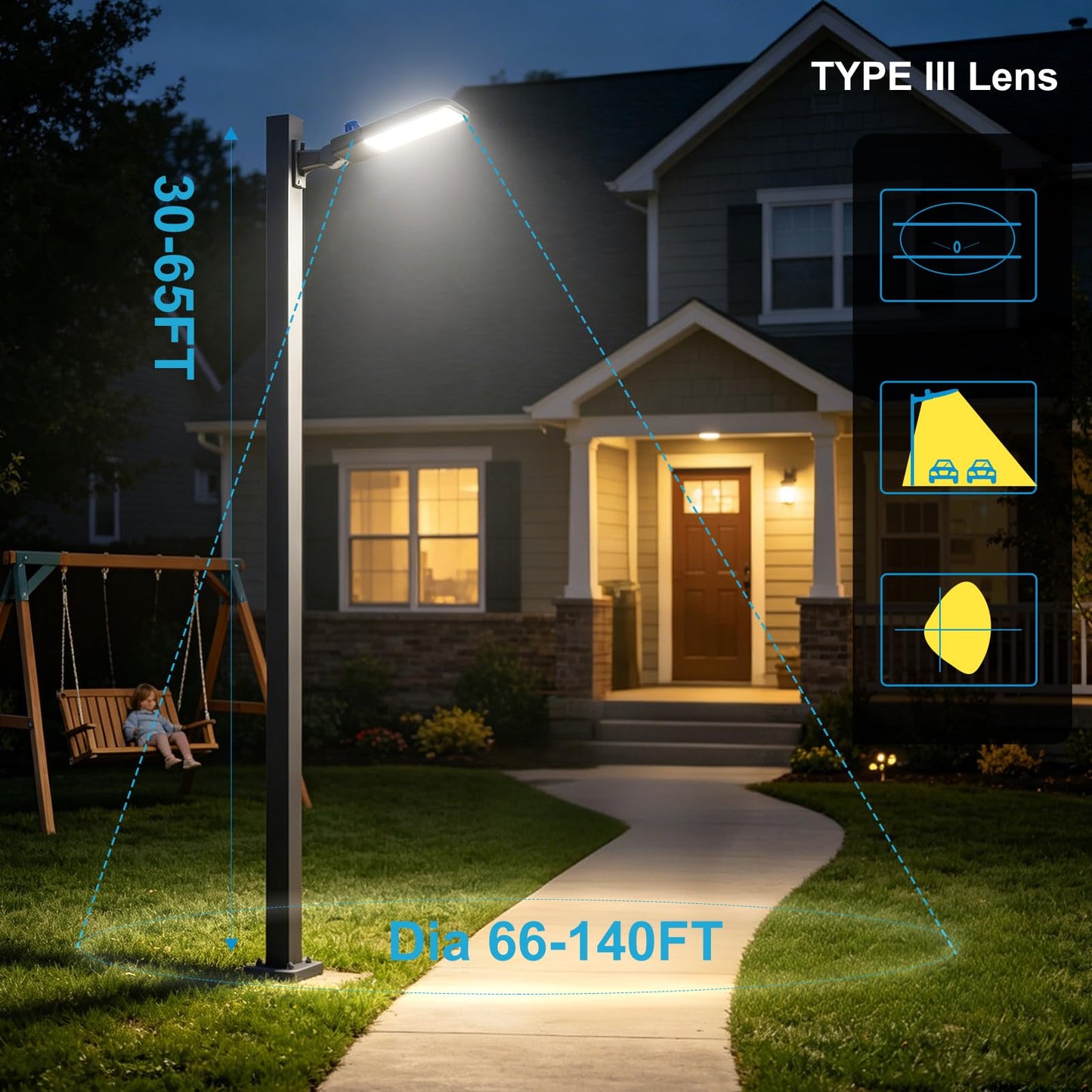 Lightdot 600W LED Parking Lot Lights 150000Lms (Eqv.2400W MH/HPS) 5000K LED Pole Lighting Dusk to Dawn Parking Lot Light with Arm Mount for 30~65Ft Height Roadways/Yard/Roadway/Backyard/Garage-2Pack