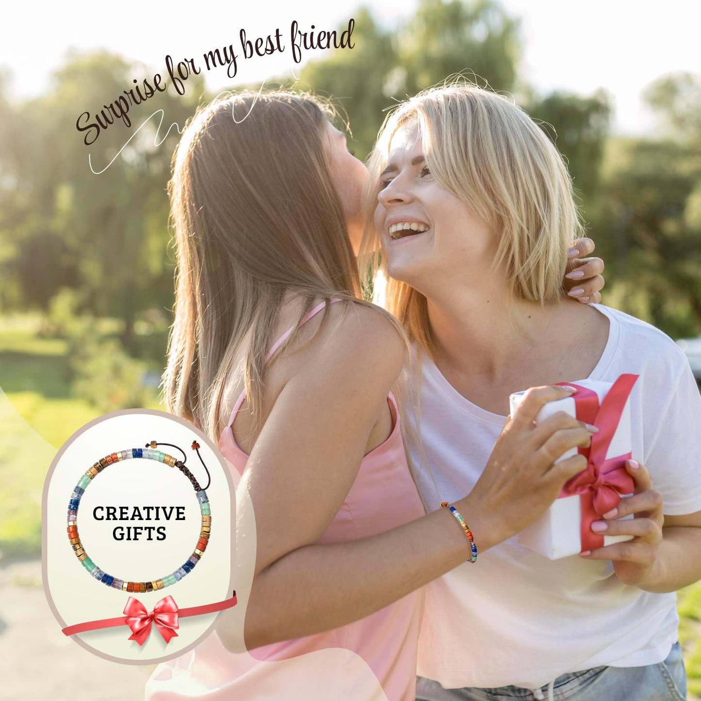 ZOKCC Cheer Up Gifts Bracelets for Women: Healing Natural Stone Bracelets with Postive Words - Inspirational Friendship Gifts for Women Best Friends Sister Bestie Coworker