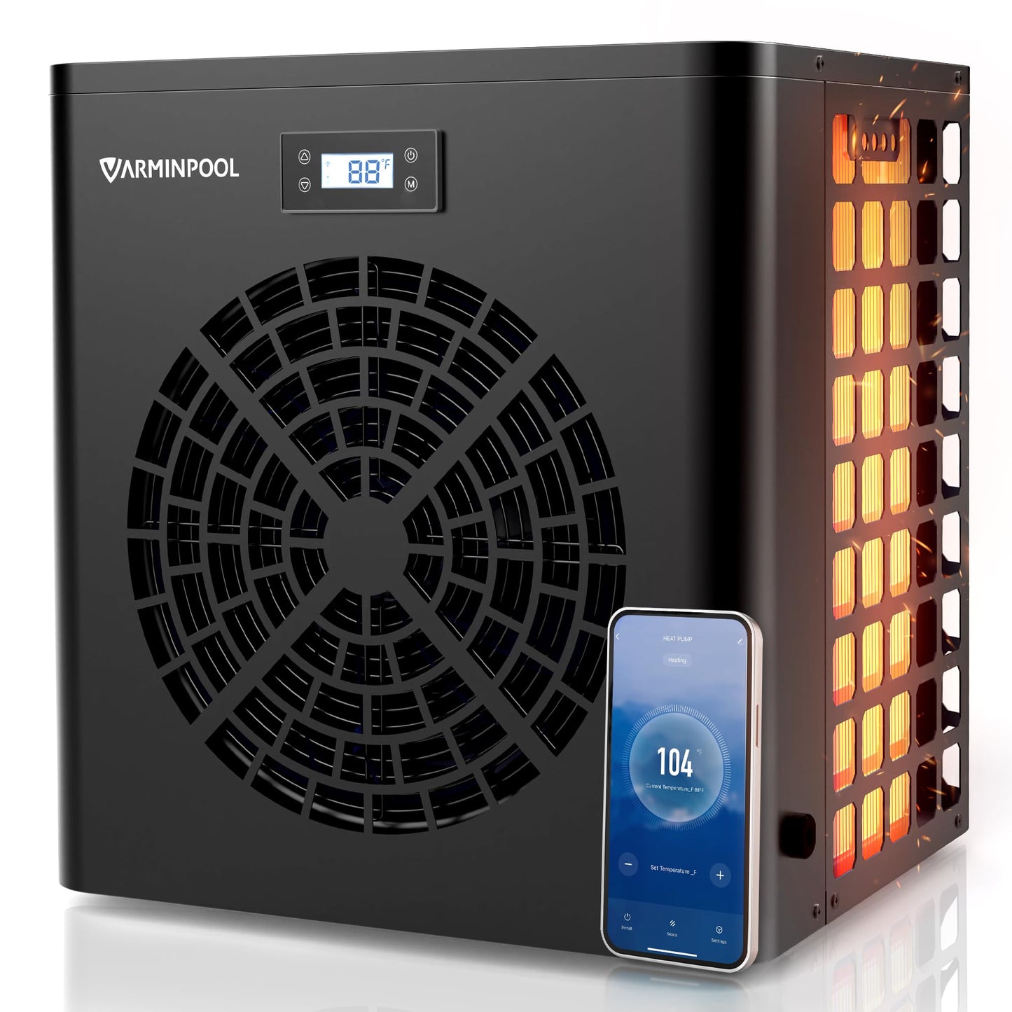 VARMINPOOL 16000BTU Electric Pool Heater for Above Ground Pool, Pool Heat Pump for 5400 Gallons, WiFi Smart Control, Titanium Heat Exchanger, 110V