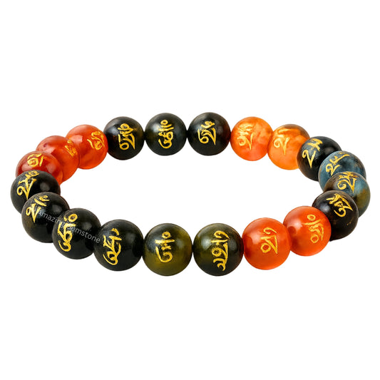 Amazing Gemstone Crystal Bracelet for Women Men's Gifts - Protection Healing Crystal Bracelet - 8mm Gemstone Beaded Stretchable Bracelet Pulseras Para Hombres Mujer Stocking Stuffers Mothers Day Gift (Padme Hum (Multi))
