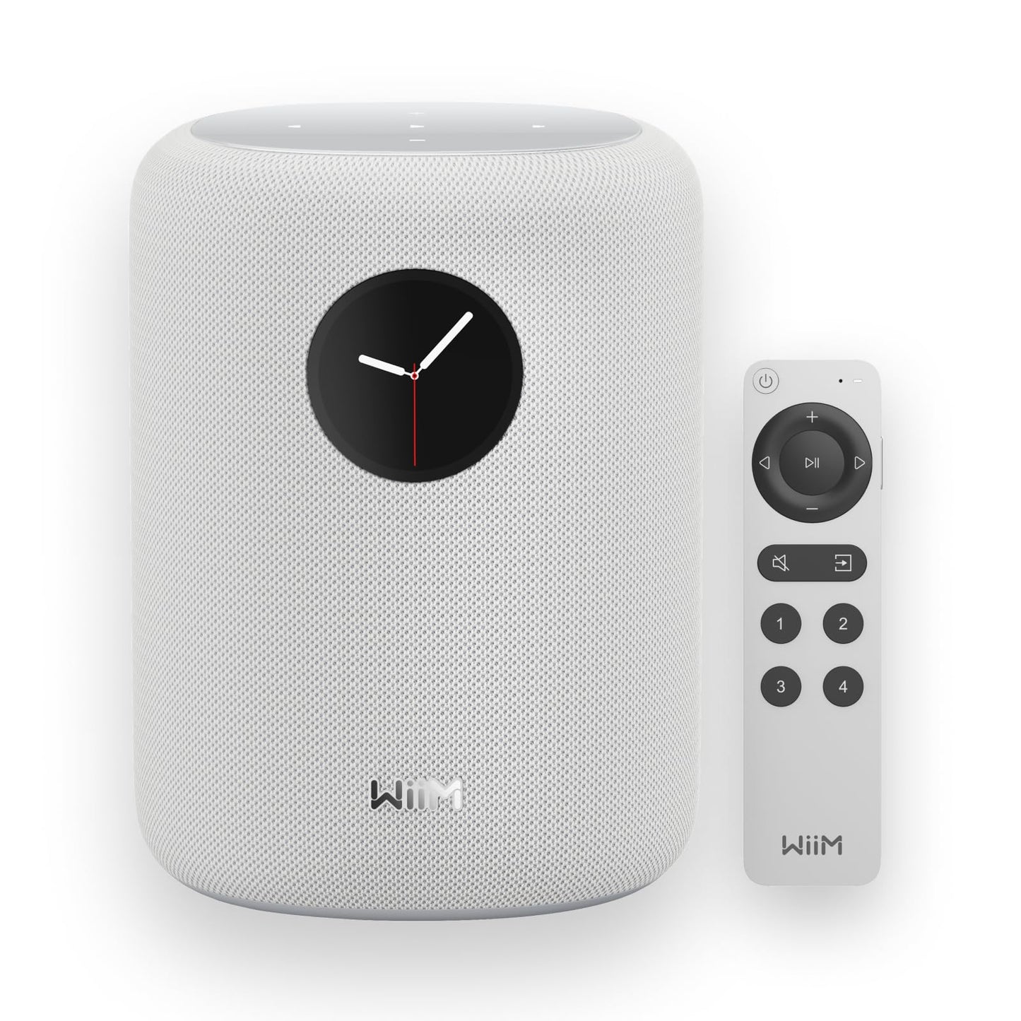 WiiM Sound Smart Speaker with 1.8″ Touch Display, Hi‑Res 24‑bit/192 kHz, AI RoomFit™ Room Correction, 100W Peak, Wi‑Fi 6E/Bluetooth 5.3, Multi‑Room & Stereo Pairing, Remote Included, White
