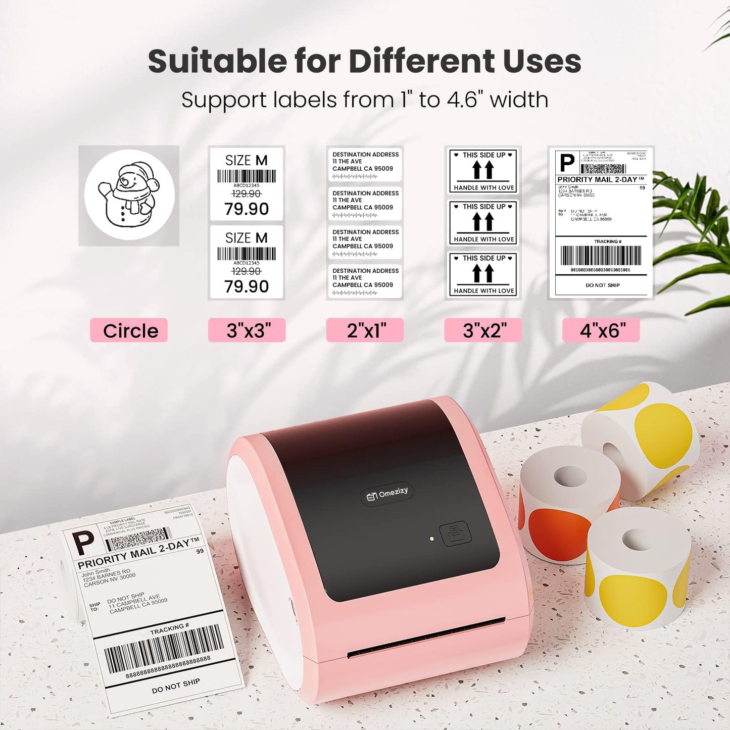 Omezizy Shipping Label Printer 4x6 - Thermal Label Printer for Small Business, Shipping Packages, Home, Office, Compatible with USPS, Shopify, Amazon, Tiktok