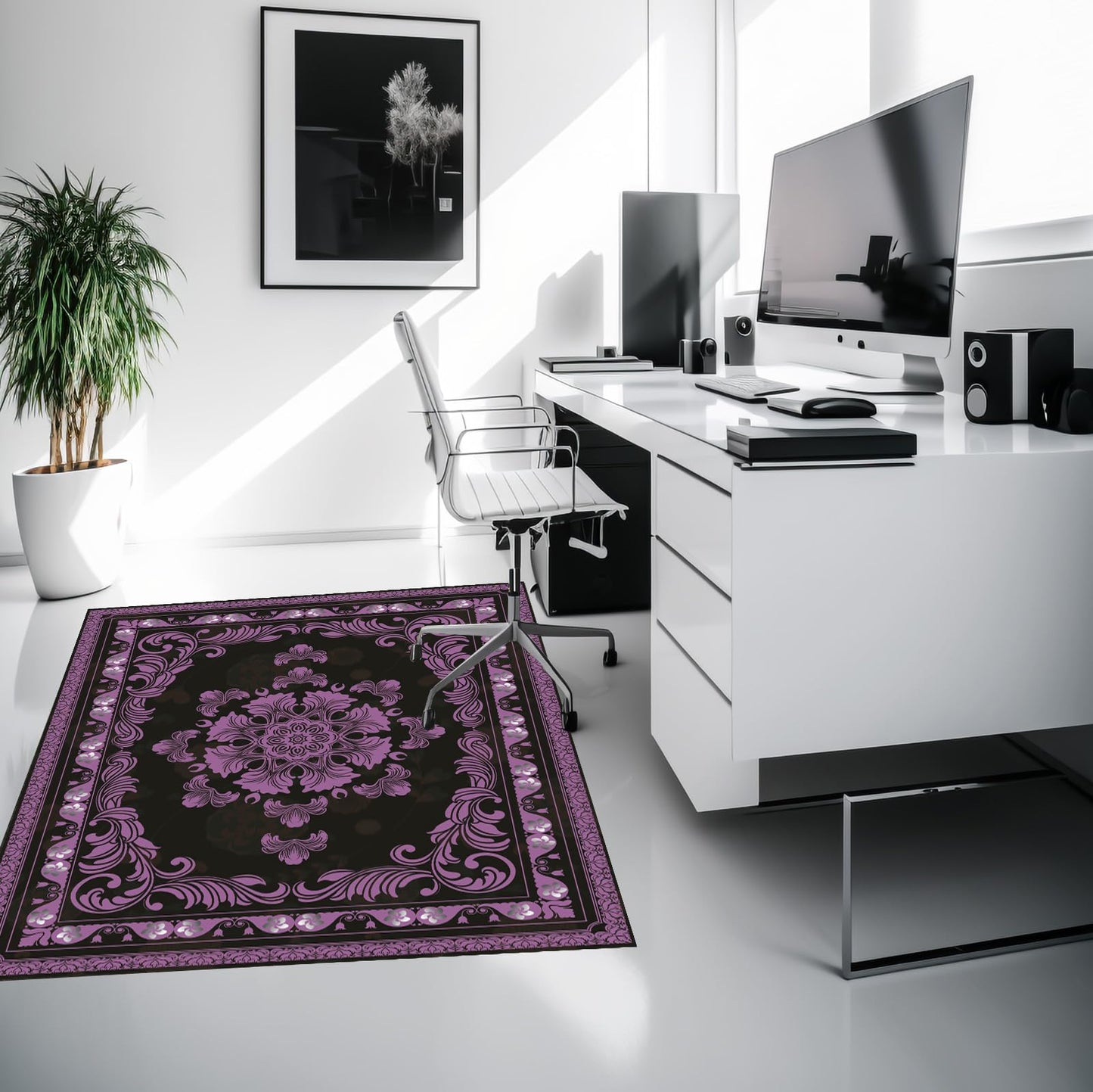 BYINGWD Office Chair Mat for Hardwood Floor Desk Mat, Computer Gaming Mat (Purple, 36'x48')